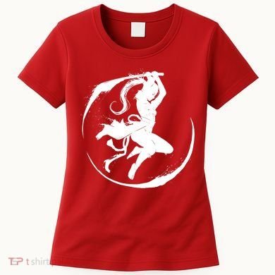 Samurai Lady Katana Slashing Circle Women's T-Shirt