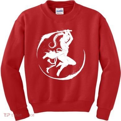 Samurai Lady Katana Slashing Circle Kids Sweatshirt