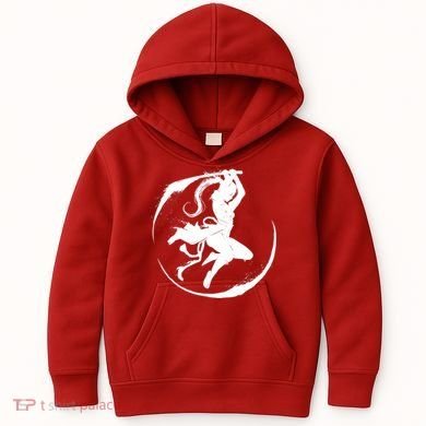Samurai Lady Katana Slashing Circle Kids Hoodie