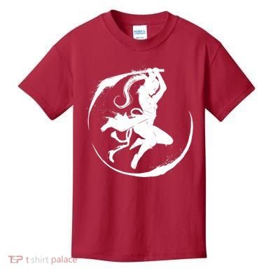 Samurai Lady Katana Slashing Circle Kids T-Shirt