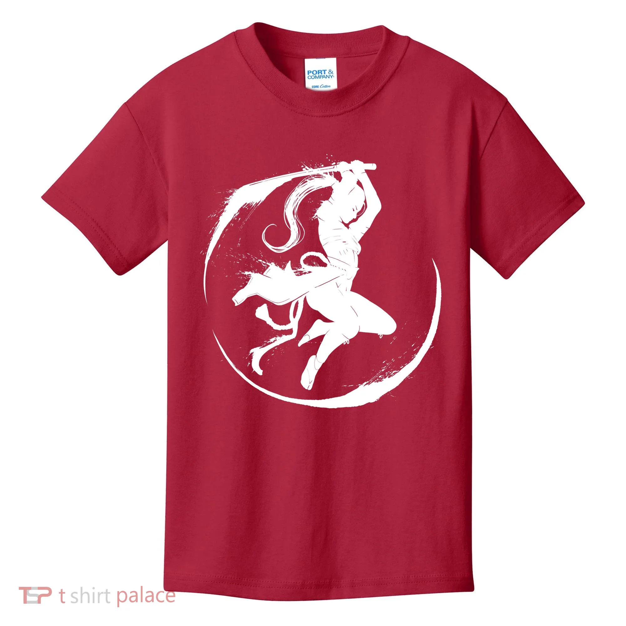 Samurai Lady Katana Slashing Circle Kids T-Shirt