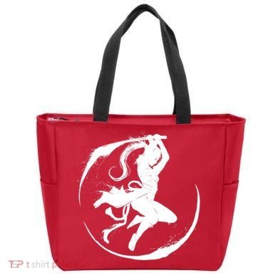 Samurai Lady Katana Slashing Circle Tote Bag