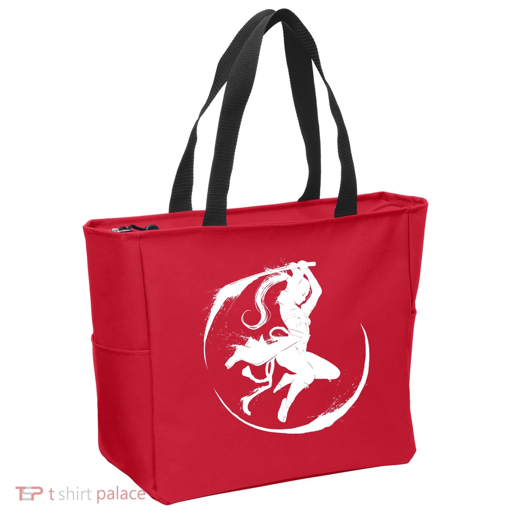 Samurai Lady Katana Slashing Circle Tote Bag