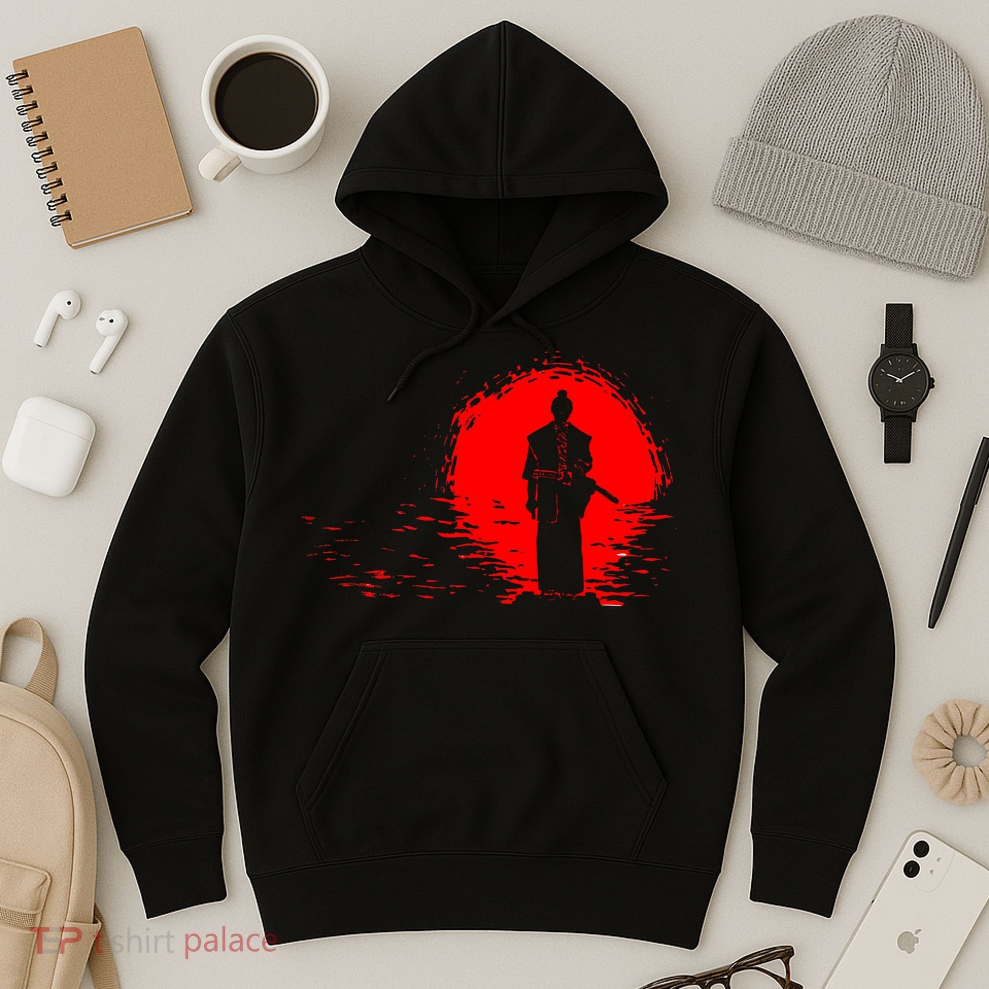 Samurai Red Sun Warrior Hollow Hoodie