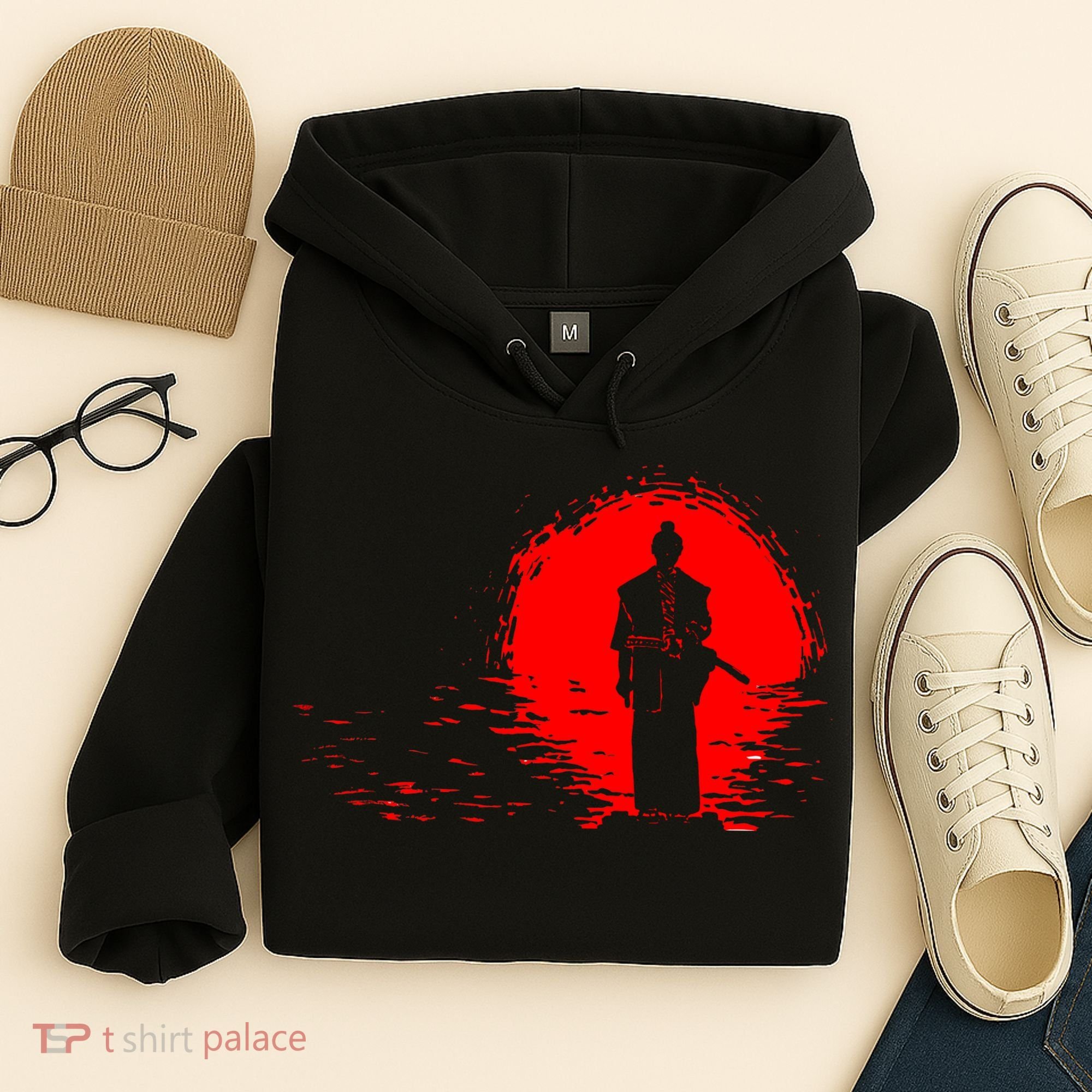 Samurai Red Sun Warrior Hollow Hoodie
