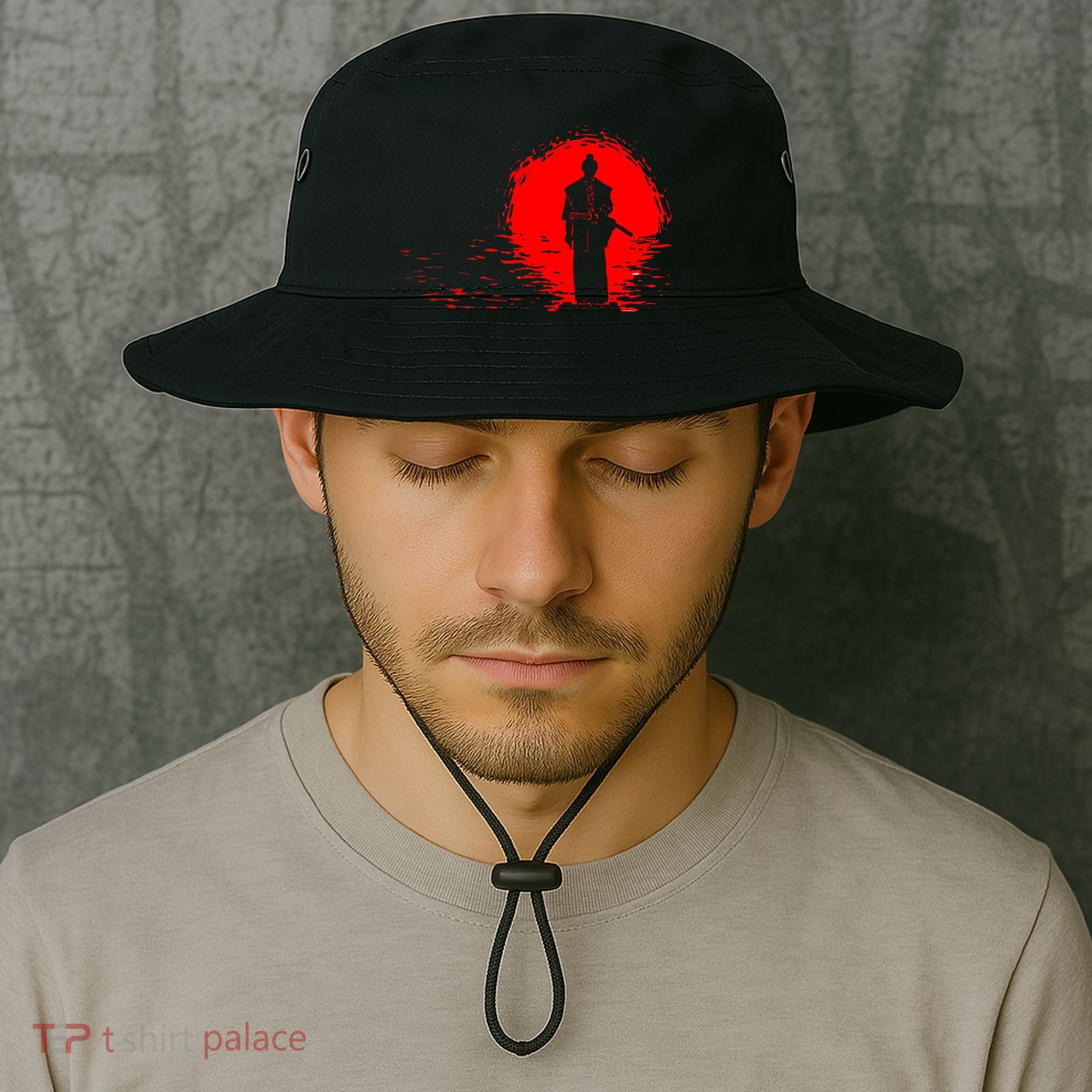 Samurai Red Sun Warrior Hollow Bucket Hat