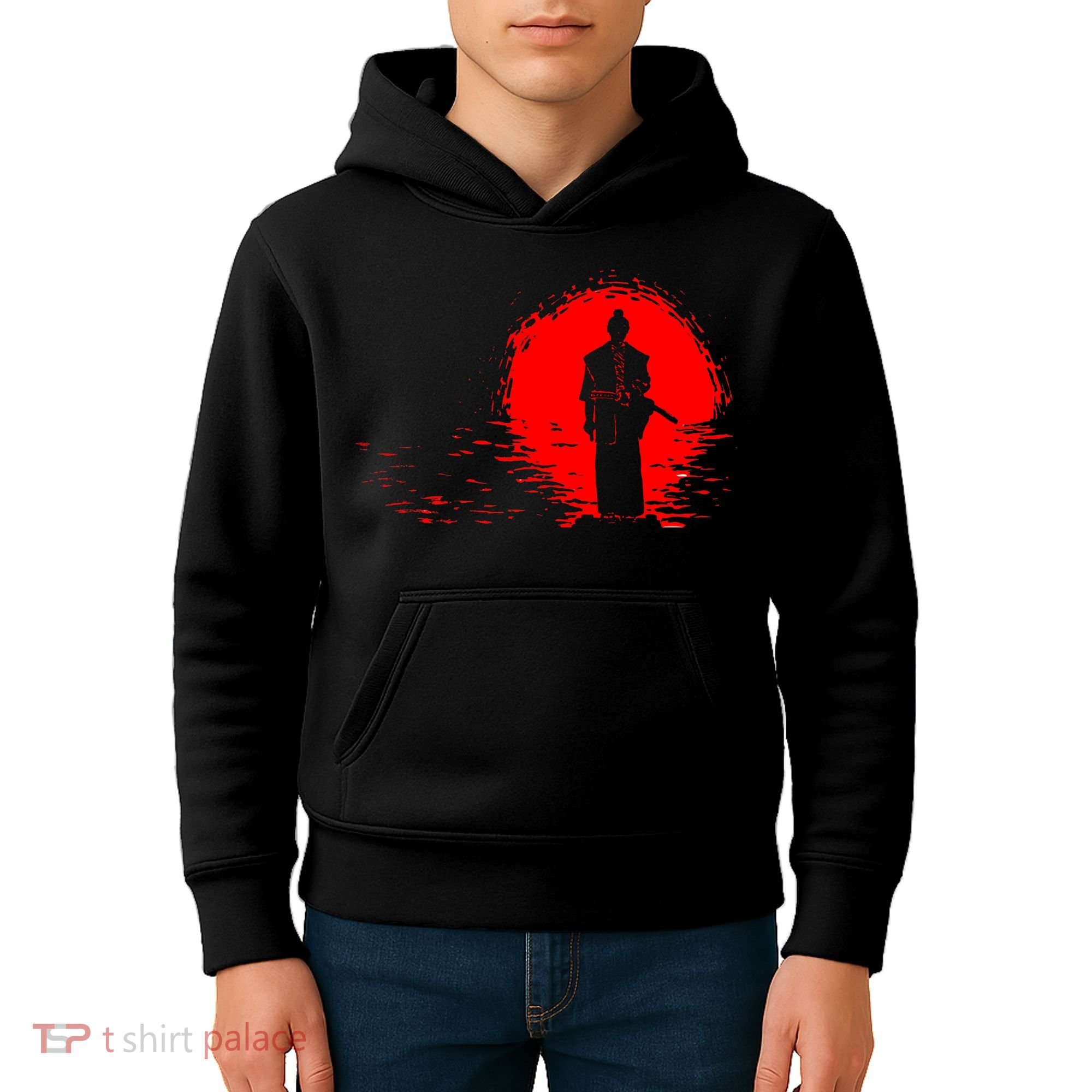 Samurai Red Sun Warrior Hollow Kids Hoodie