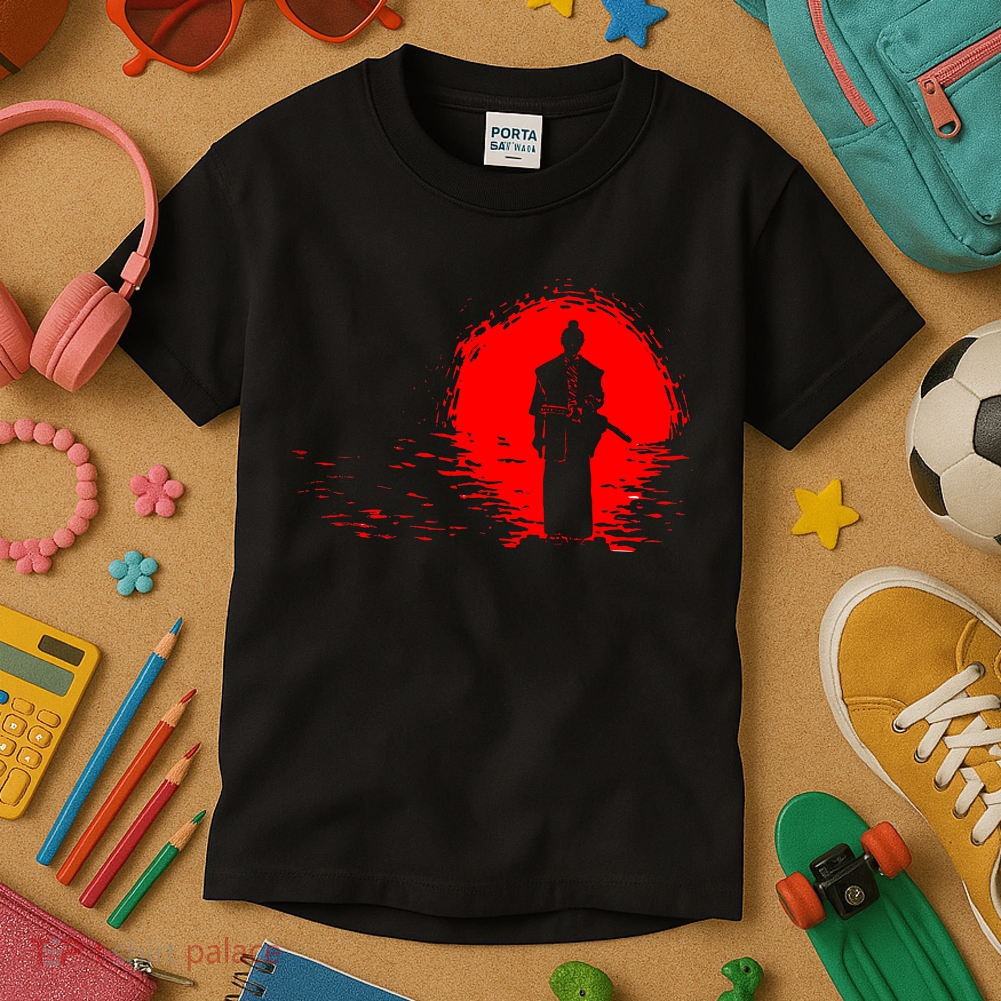 Samurai Red Sun Warrior Hollow Kids T-Shirt