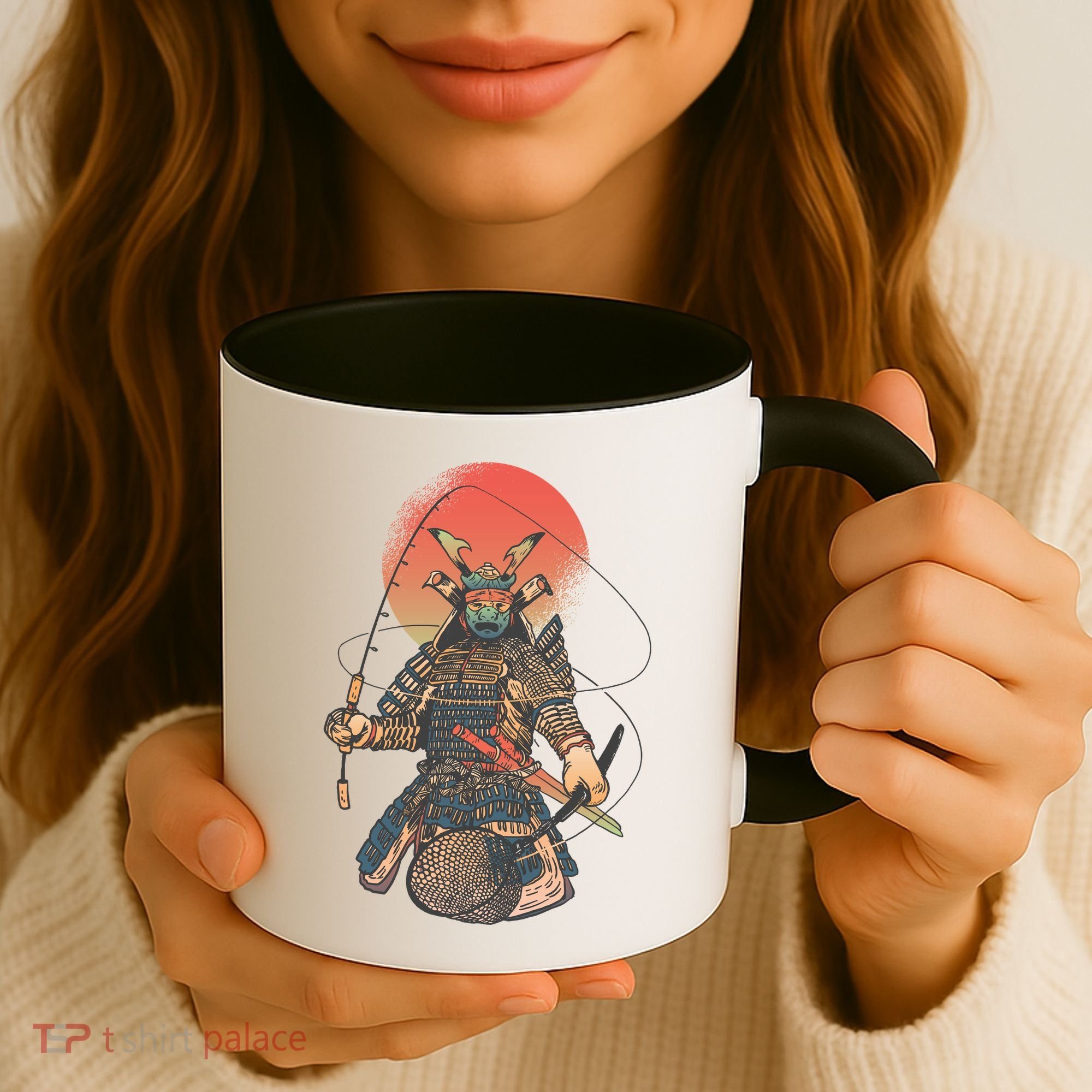 Samurai Warrior Fishing Coffee Mug