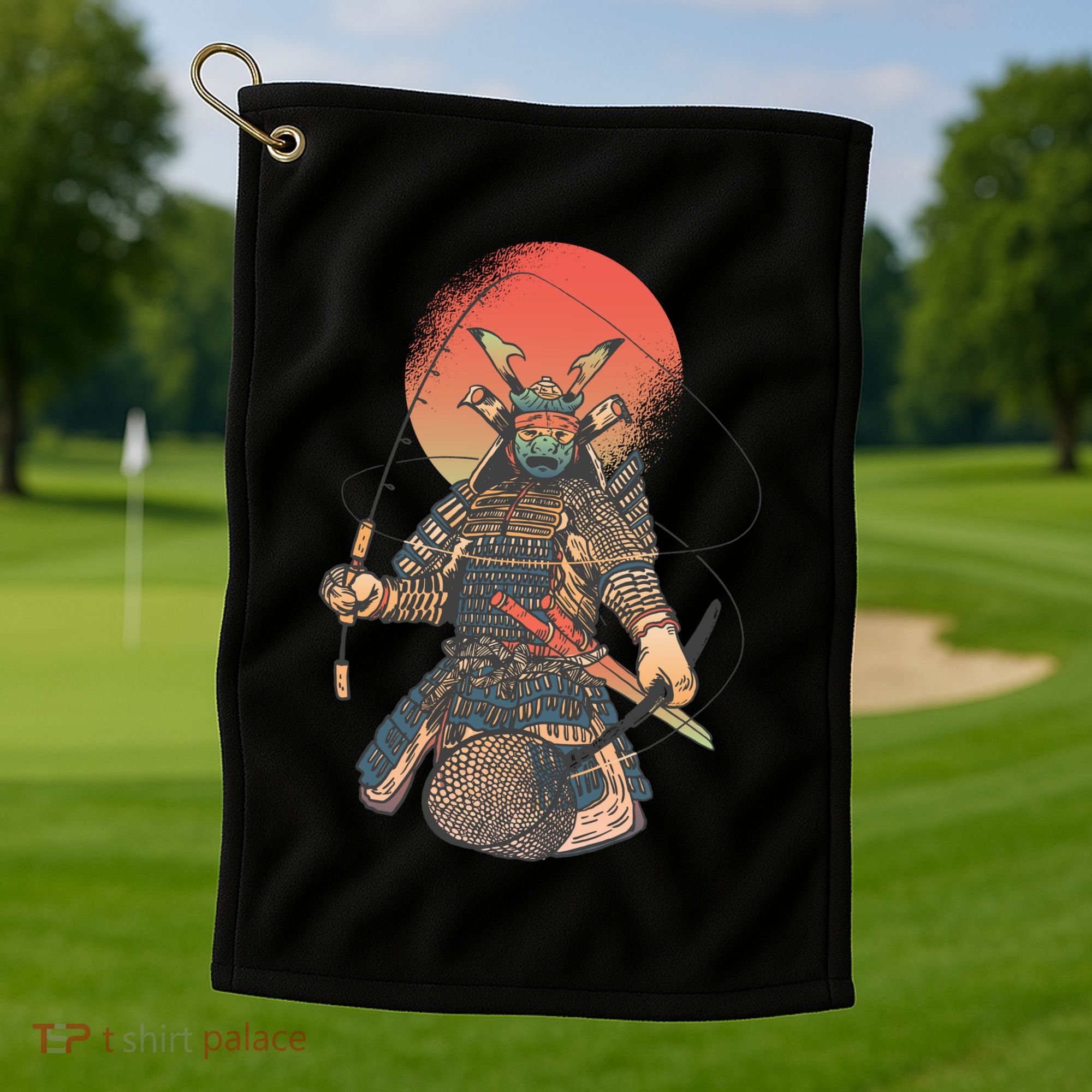 Samurai Warrior Fishing Golf Towel