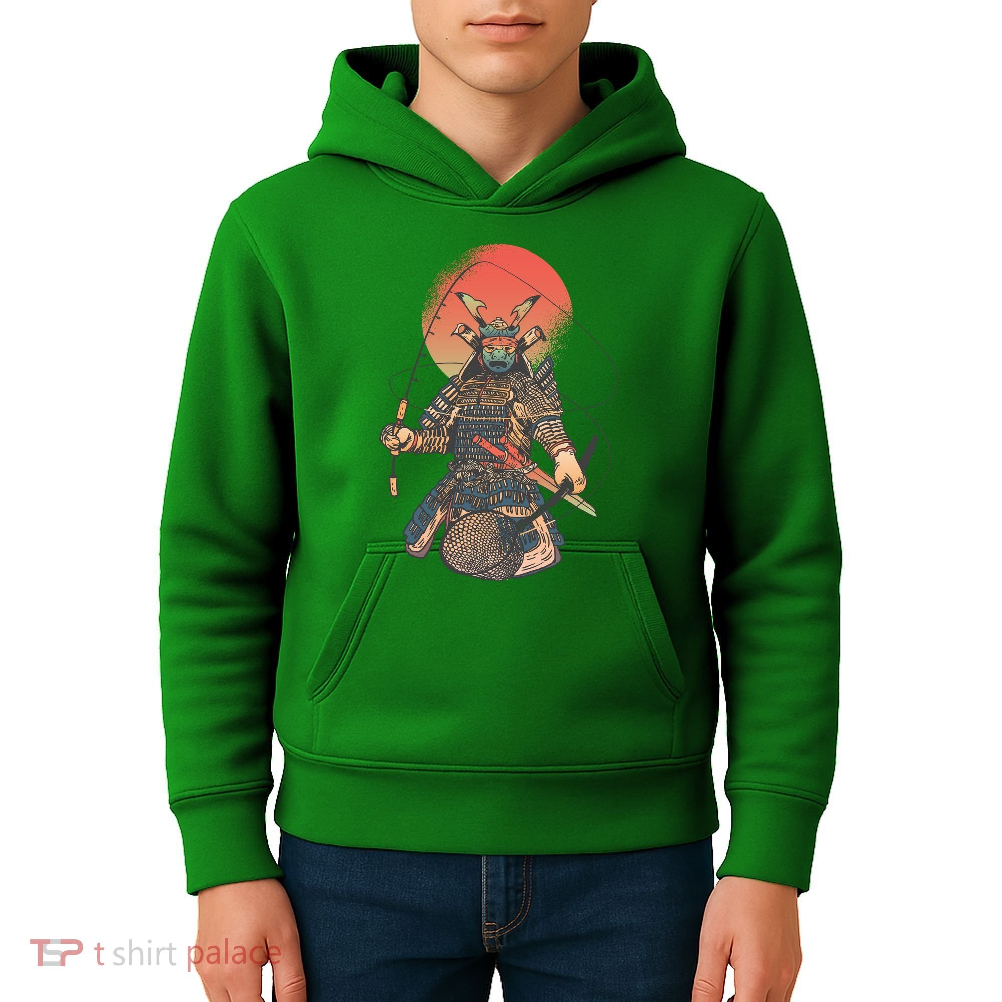 Samurai Warrior Fishing Kids Hoodie