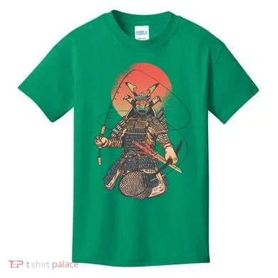 Samurai Warrior Fishing Kids T-Shirt