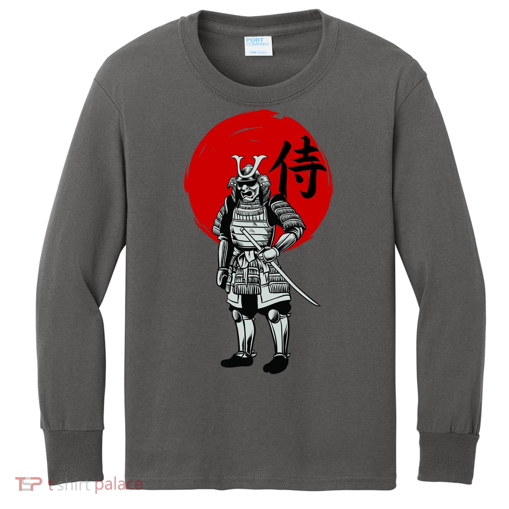 Samurai Warrior Graphic Kids Long Sleeve Shirt