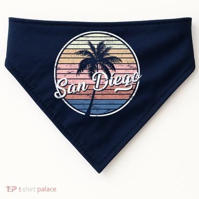 San Diego Palm Tree Vintage Retro USA-Made Doggie Bandana