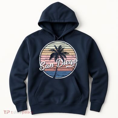 San Diego Palm Tree Vintage Retro Hoodie