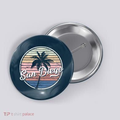 San Diego Palm Tree Vintage Retro Button