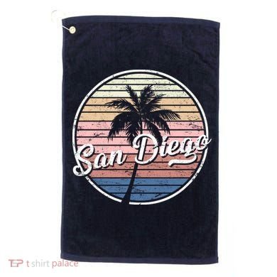 San Diego Palm Tree Vintage Retro Golf Towel