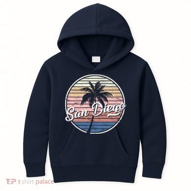 San Diego Palm Tree Vintage Retro Kids Hoodie