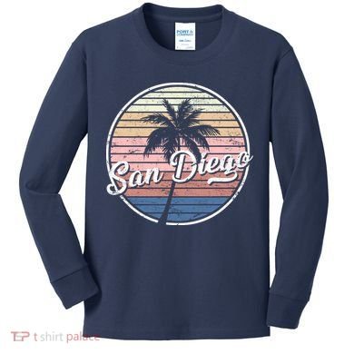 San Diego Palm Tree Vintage Retro Kids Long Sleeve Shirt