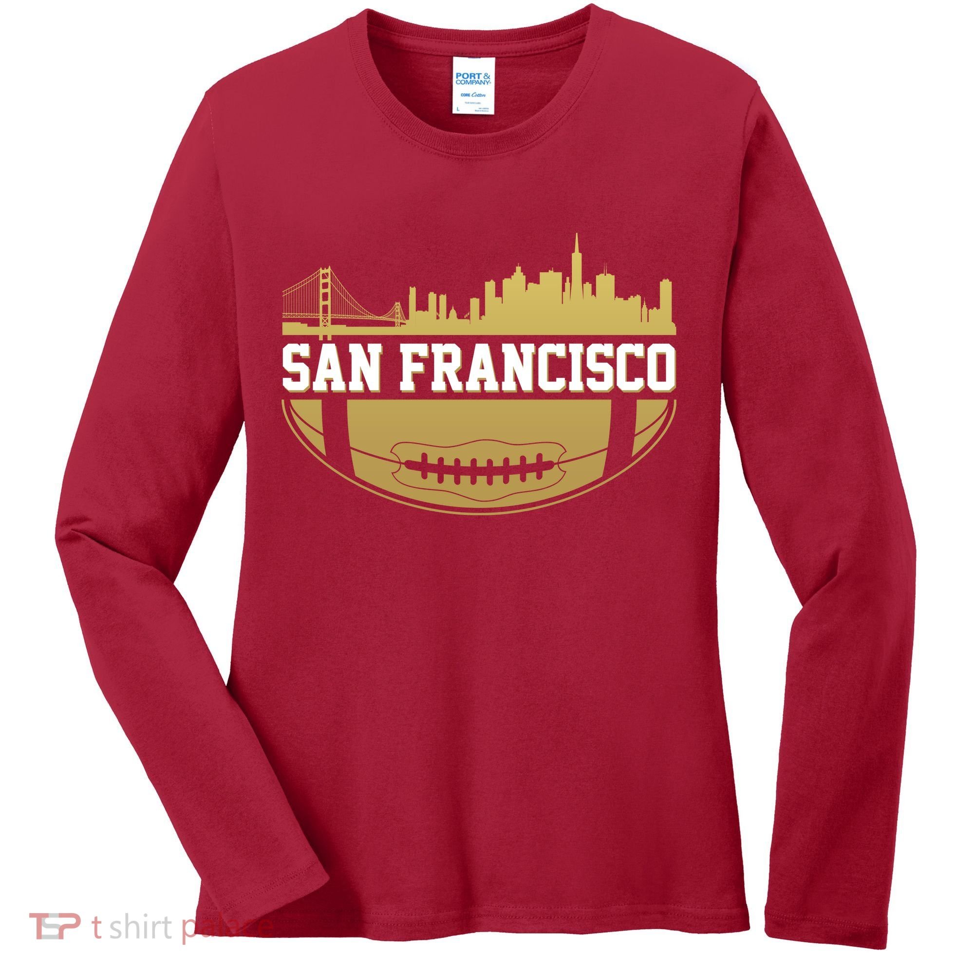 San Francisco Football Skyline Women's Long Sleeve Shirt
