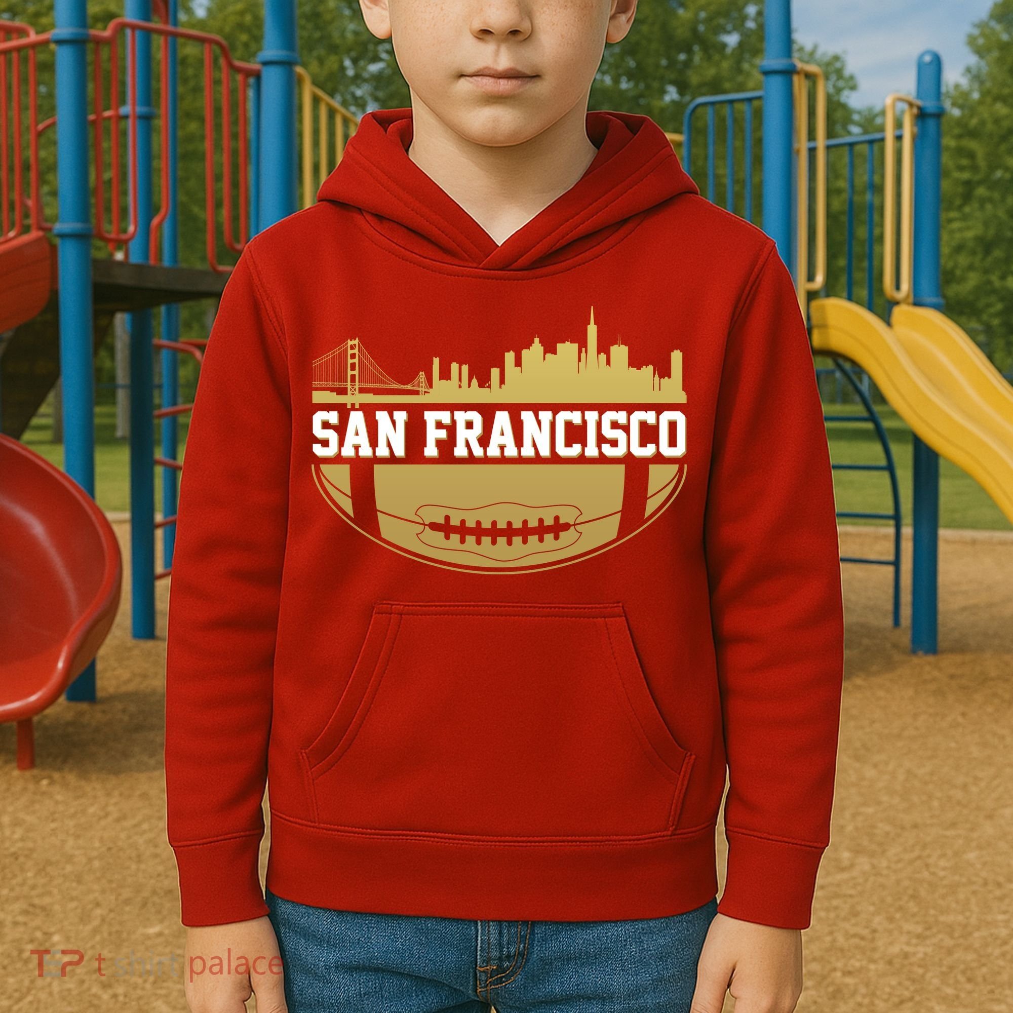 San Francisco Football Skyline Kids Hoodie