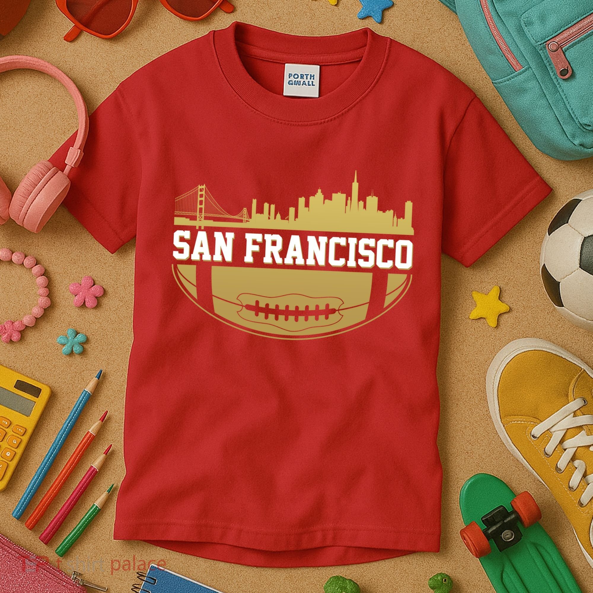 San Francisco Football Skyline Kids T-Shirt