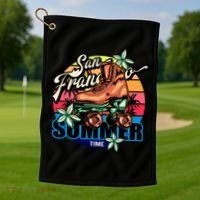 San Francisco Retro Roller Skates Golf Towel thumb 1
