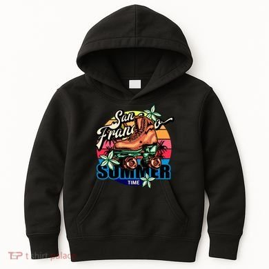 San Francisco Retro Roller Skates Kids Hoodie