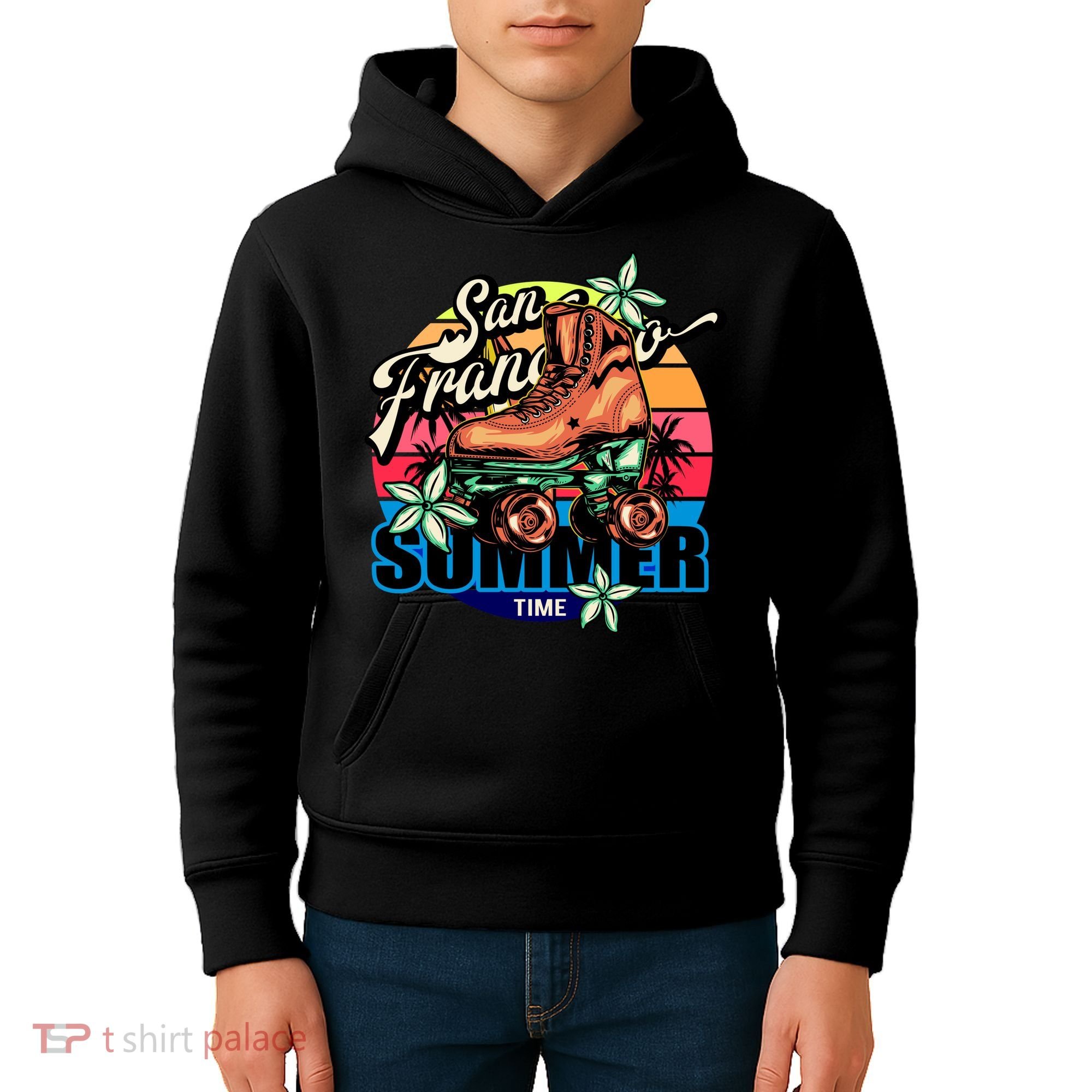 San Francisco Retro Roller Skates Kids Hoodie