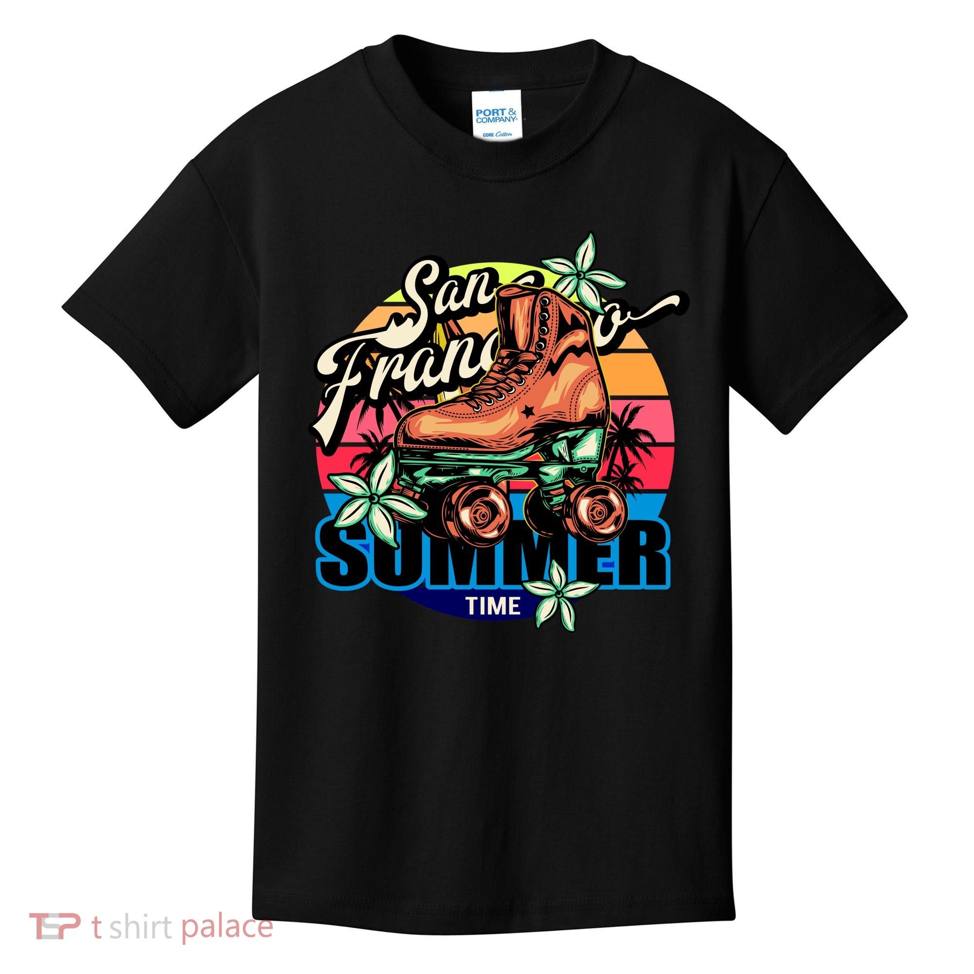 San Francisco Retro Roller Skates Kids T-Shirt