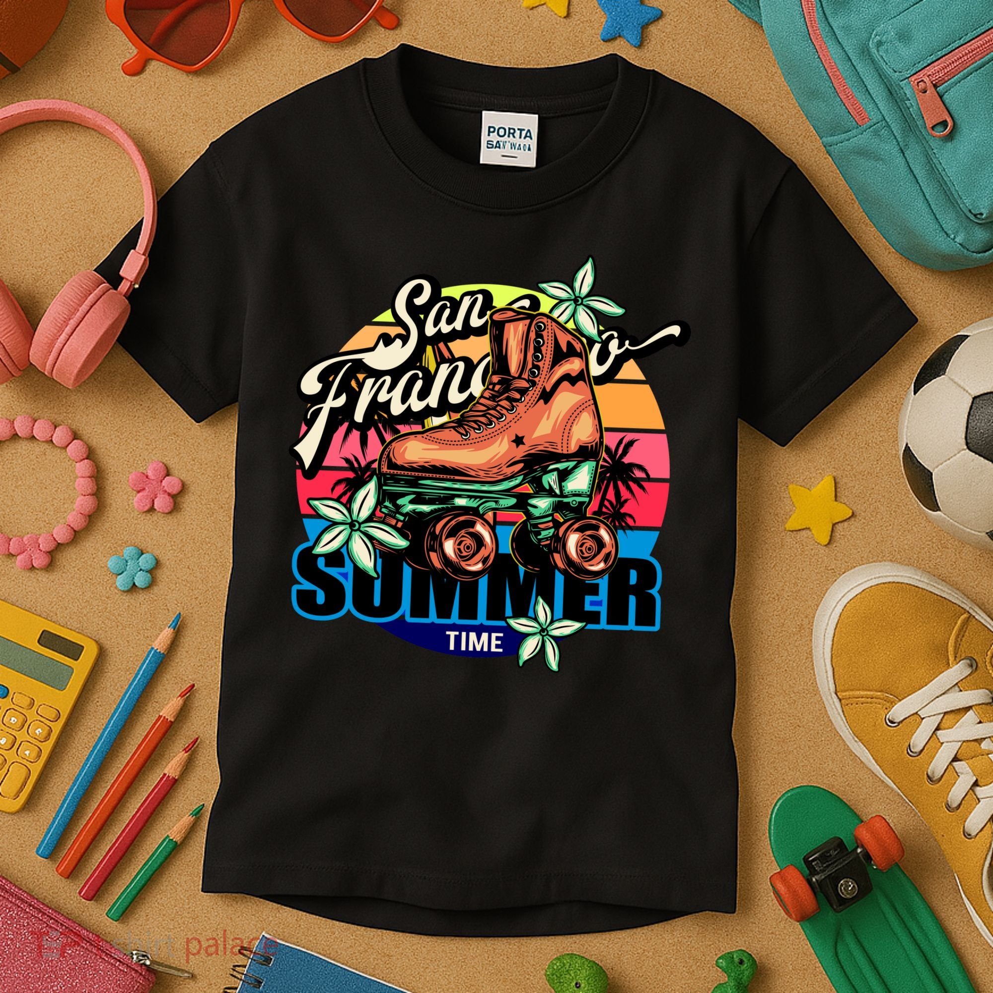 San Francisco Retro Roller Skates Kids T-Shirt