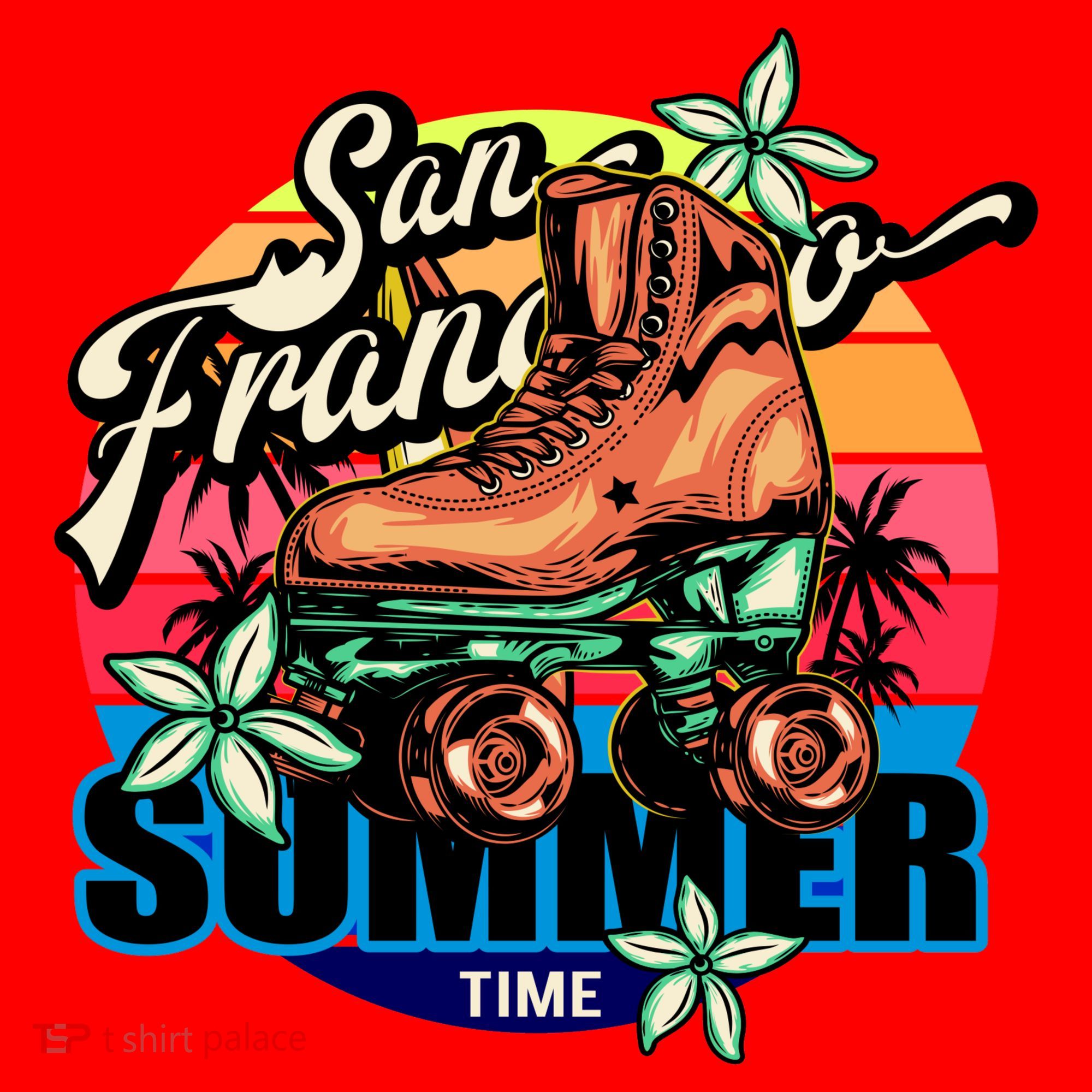 San Francisco Retro Roller Skates Santa Hat