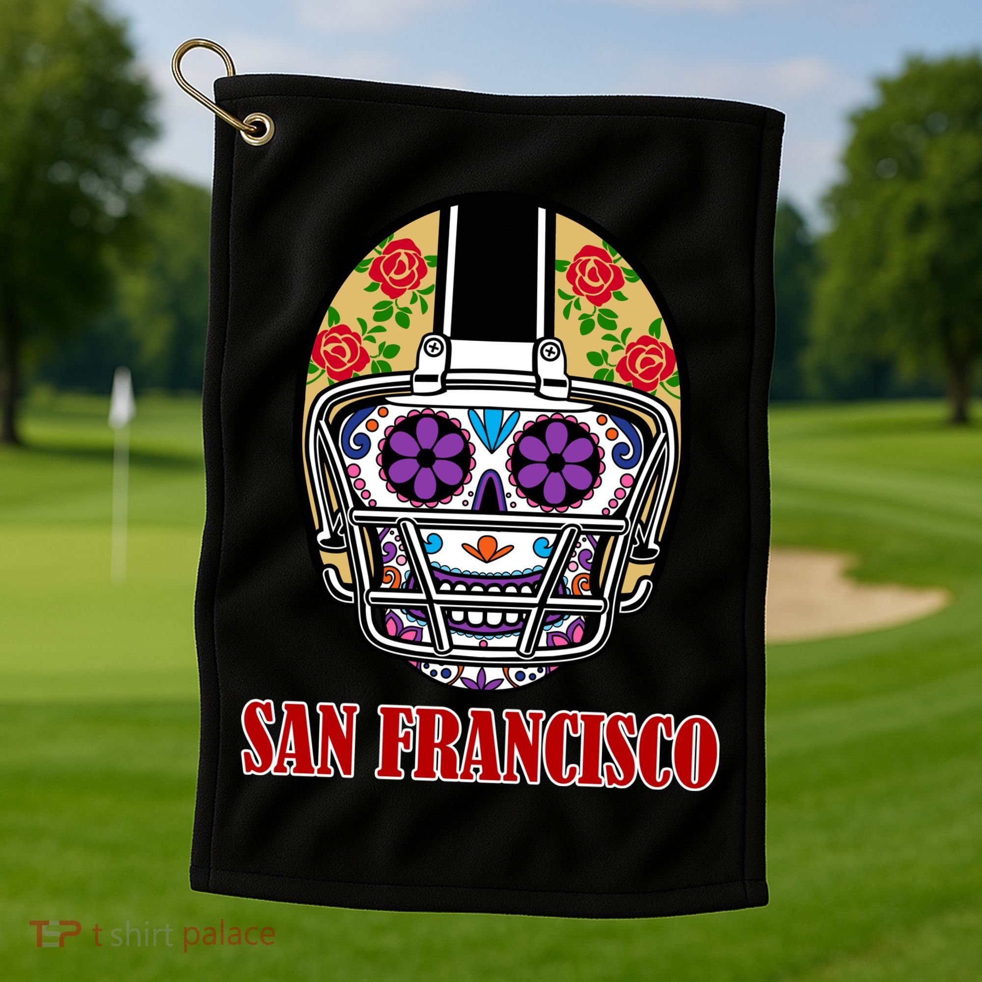 San Francisco Sugar Skull Football Fan Golf Towel