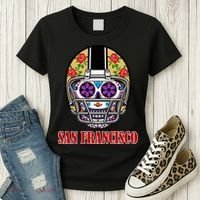 San Francisco Sugar Skull Football Fan Women's T-Shirt thumb 3