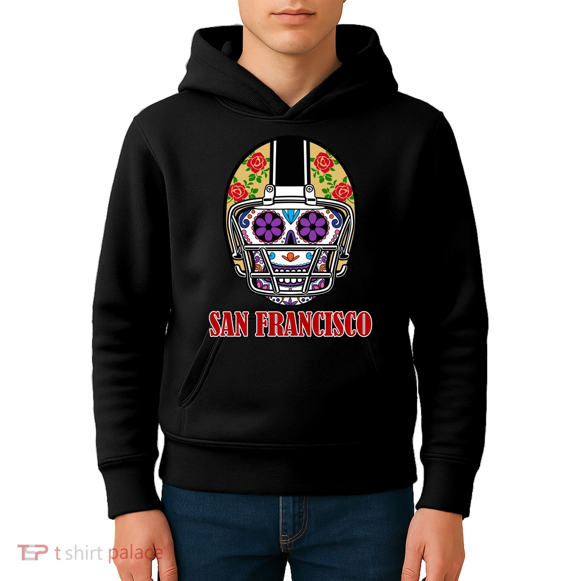 San Francisco Sugar Skull Football Fan Kids Hoodie