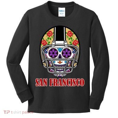 San Francisco Sugar Skull Football Fan Kids Long Sleeve Shirt