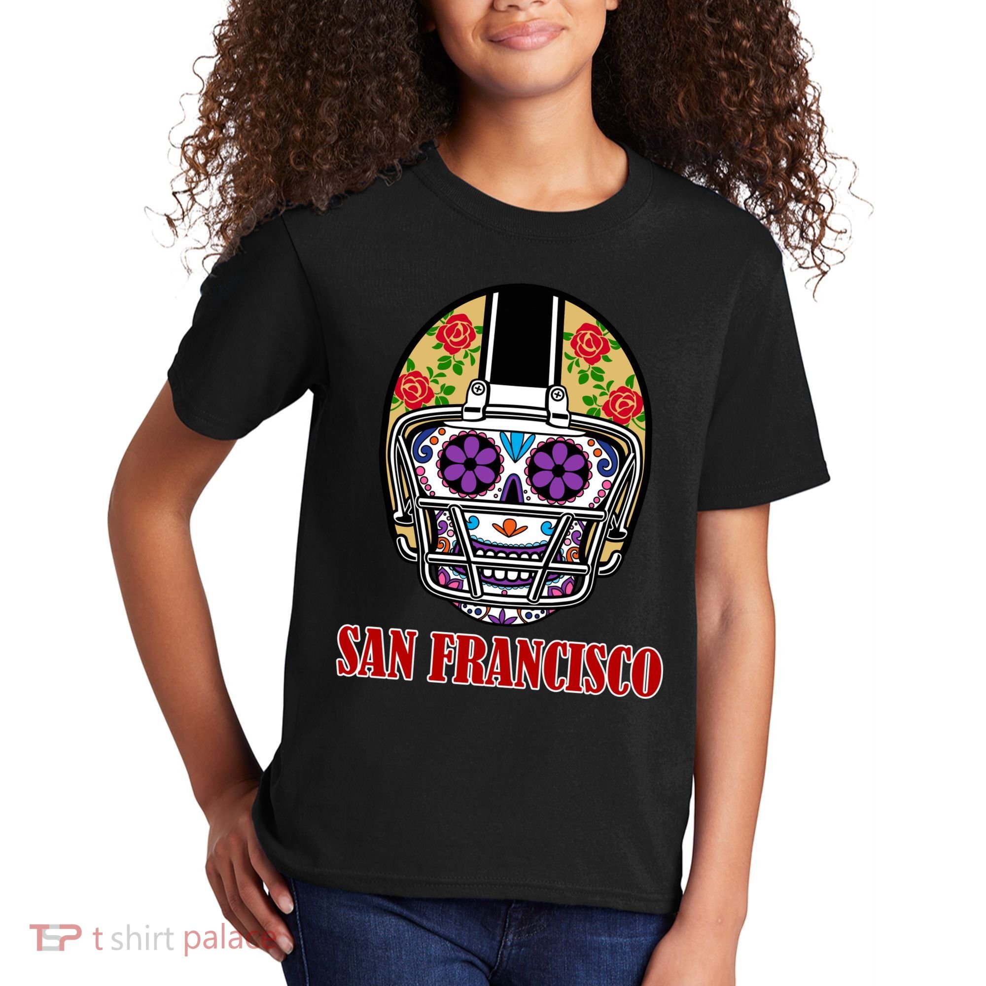San Francisco Sugar Skull Football Fan Kids T-Shirt