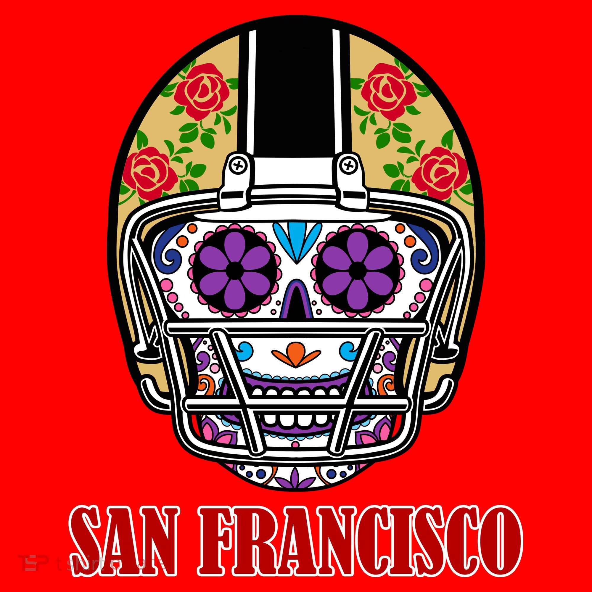 San Francisco Sugar Skull Football Fan Santa Hat