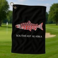 Southeast Alaska Nw Native American Indian Coho Salmon Gift Golf Towel thumb 1