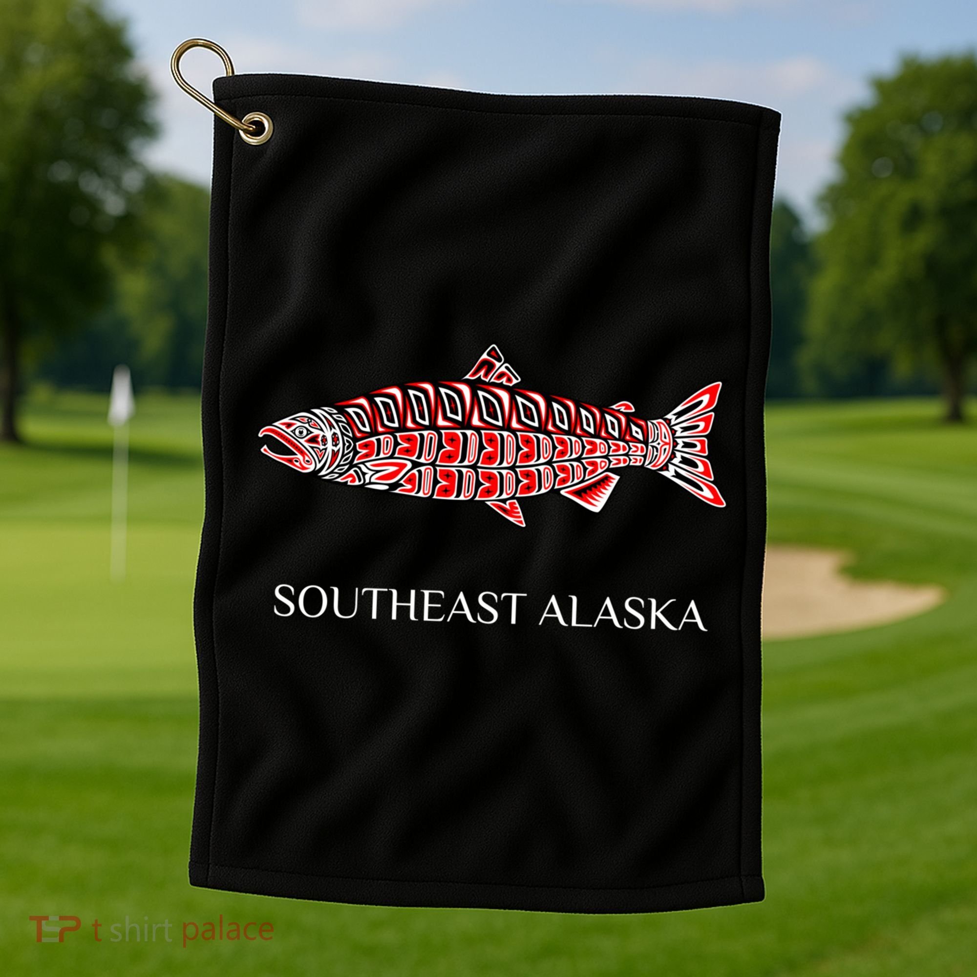 Southeast Alaska Nw Native American Indian Coho Salmon Gift Golf Towel