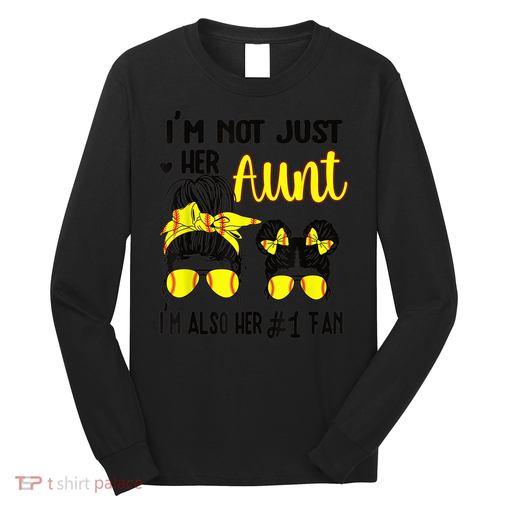 Softball Aunt Niece Fan Baseball Softball Auntie Long Sleeve Shirt