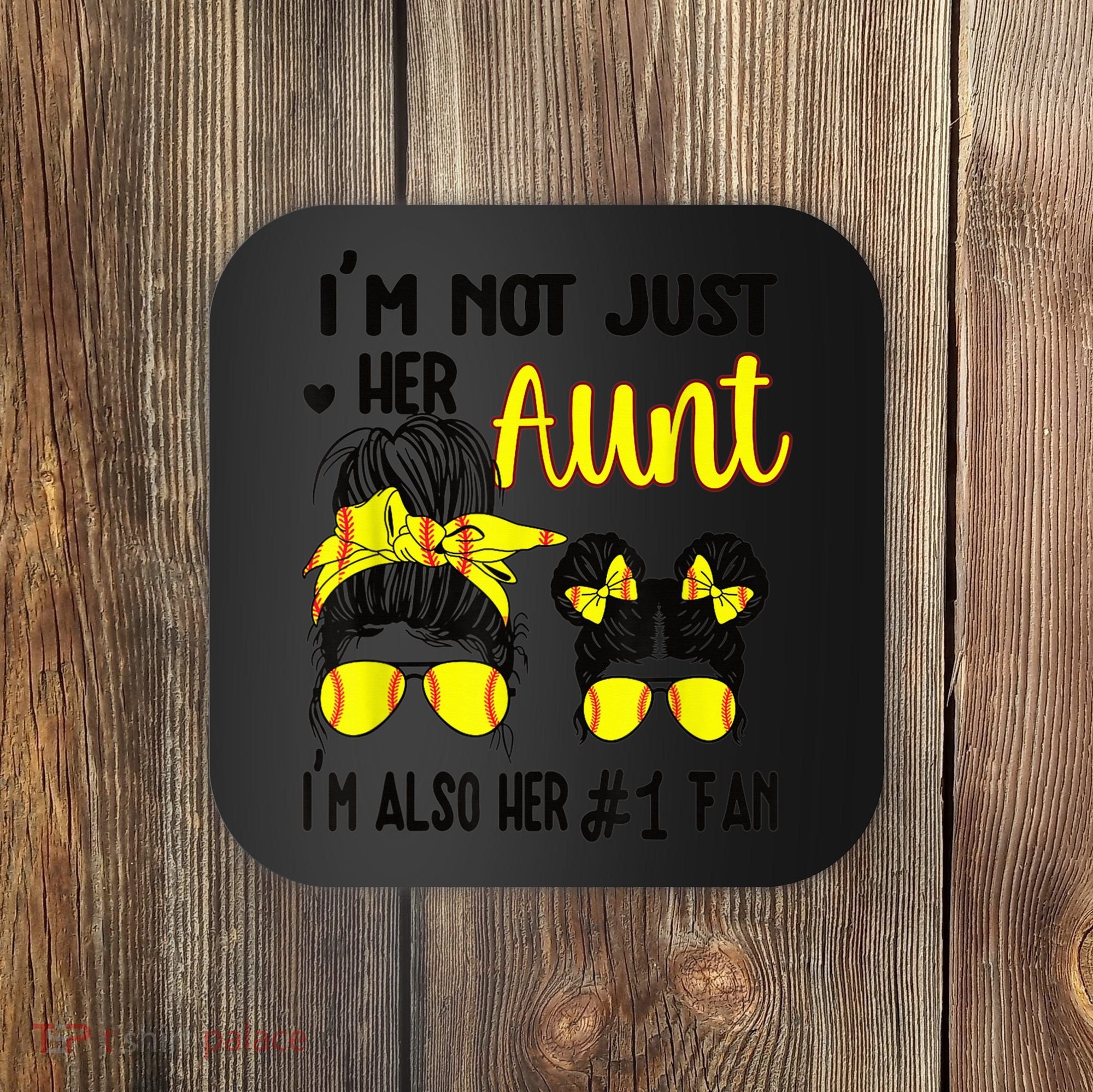 Softball Aunt Niece Fan Baseball Softball Auntie Coaster