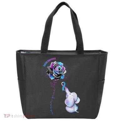Suicide Awareness Never Give Up Elephant Tote Bag