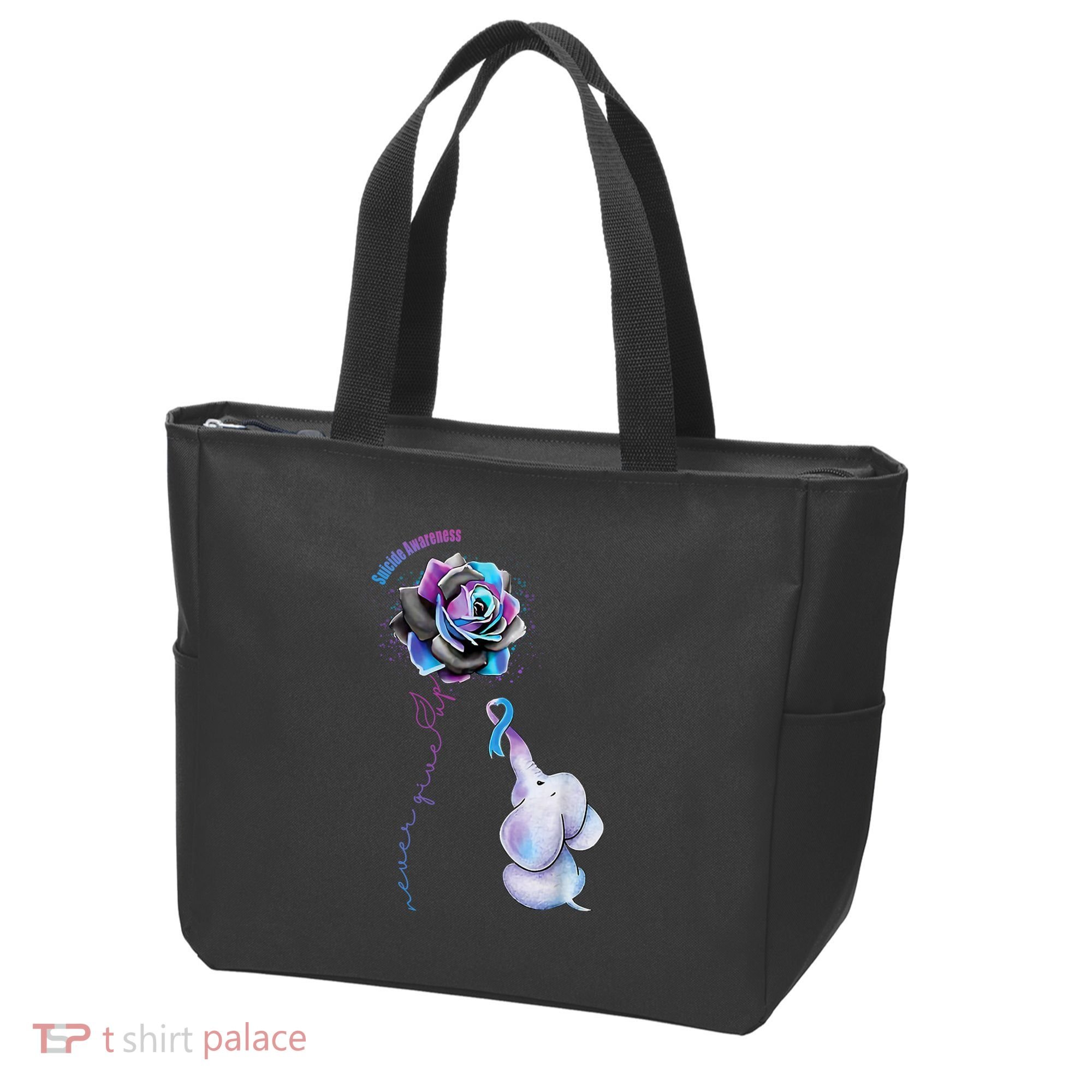 Suicide Awareness Never Give Up Elephant Tote Bag