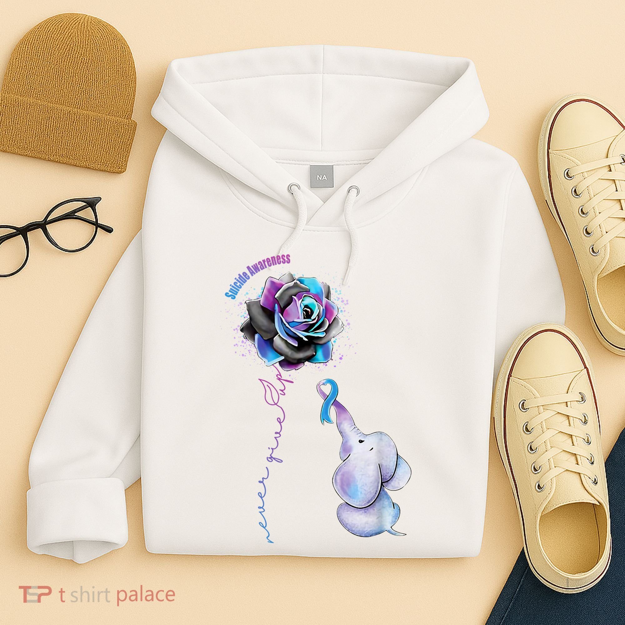 Suicide Awareness Never Give Up Elephant Hoodie