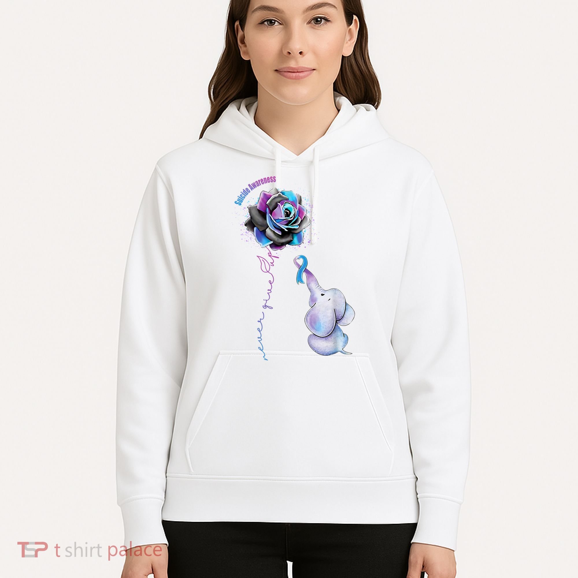 Suicide Awareness Never Give Up Elephant Hoodie