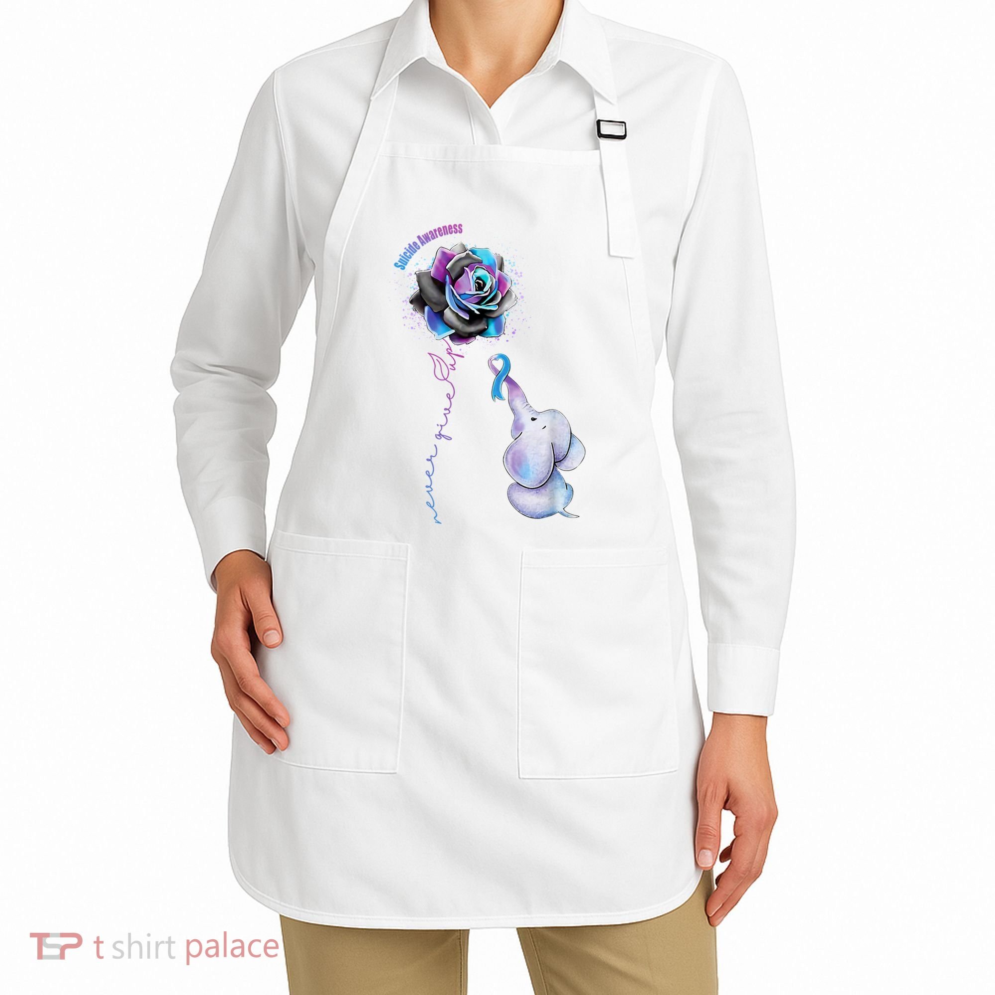 Suicide Awareness Never Give Up Elephant Apron