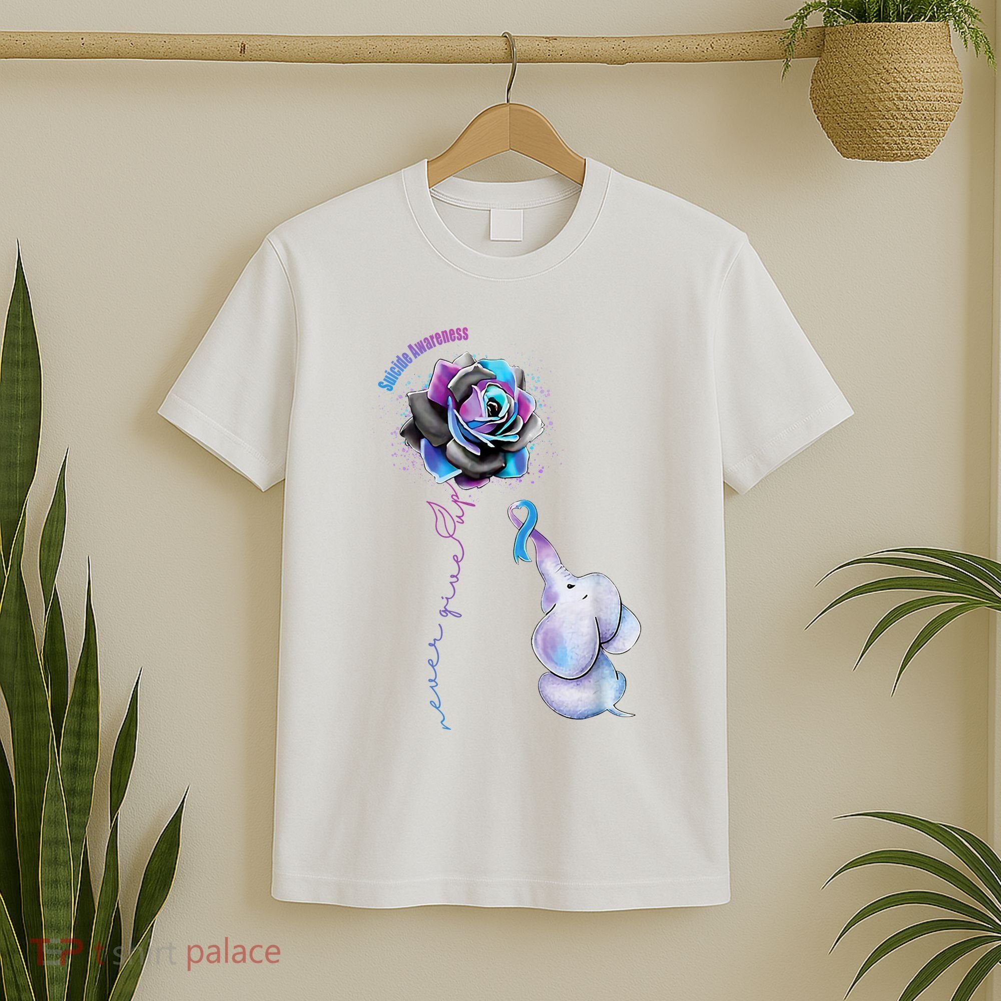 Suicide Awareness Never Give Up Elephant T-Shirt