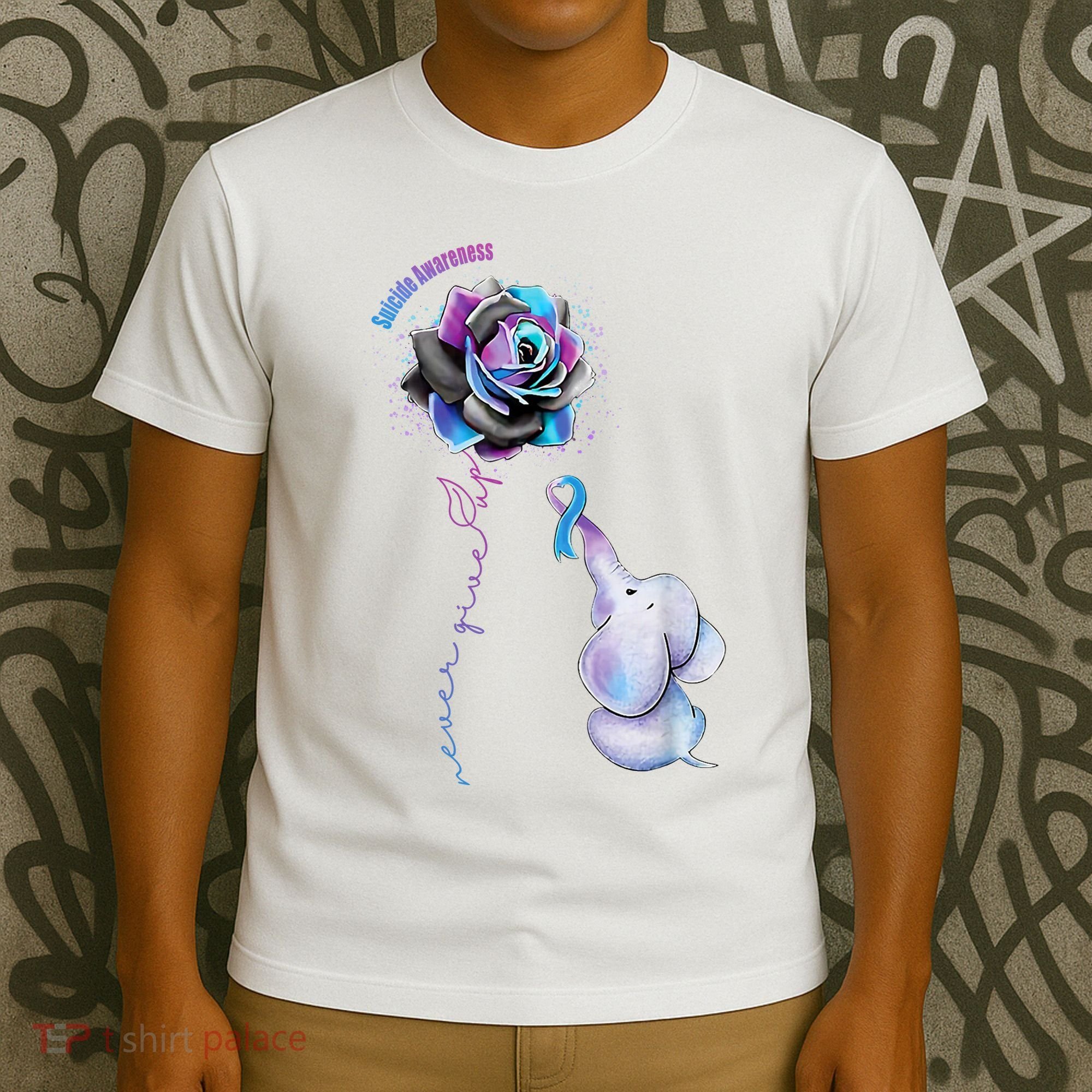 Suicide Awareness Never Give Up Elephant T-Shirt