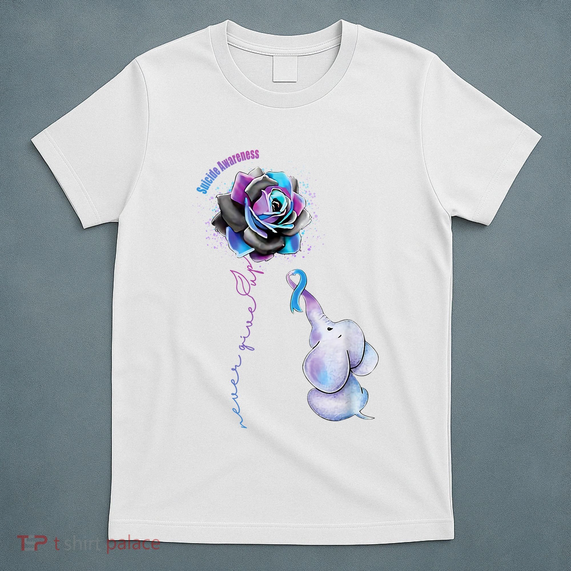 Suicide Awareness Never Give Up Elephant T-Shirt